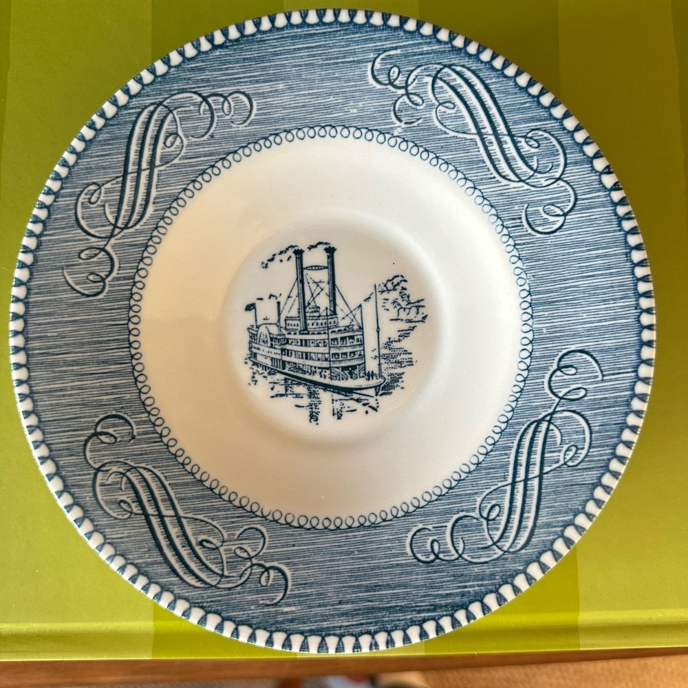 Currier & Ives Blue and White saucers